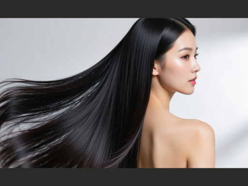 Sleek straight wig with smooth finish, showing shine and natural movement